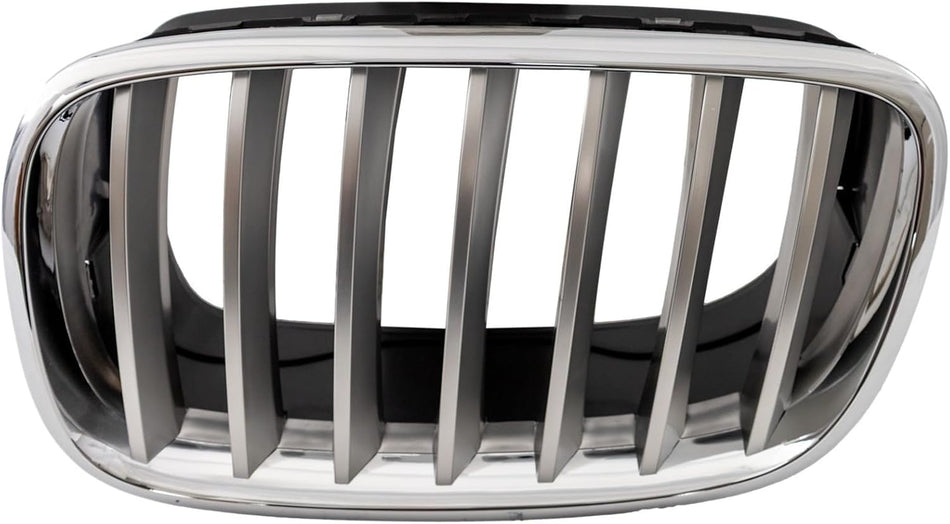 Left Grille Assembly Fits 2007-2013 BMW X5 2008-2012 X6 Front Driver Side Titanium Argent Chrome Frame BM1200182