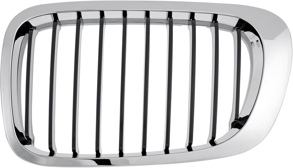 Pair Grille Assembly Fits 1999-2003 BMW 3 Series Front Driver and Passenger Side Chrome Outer Molding Black Fins BM1200164 BM1200163