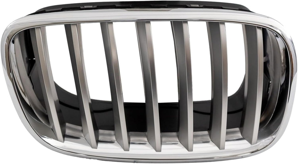 Right Grille Assembly Fits 2007-2013 BMW X5 2008-2012 X6 Front Passenger Side Titanium Argent Chrome Frame BM1200183
