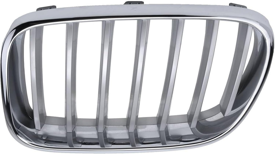 Left Grille Assembly Fits 2011-2017 BMW X3 Front Driver Side Without X-Line M-Package Chrome Frame Argent Bars BM1200204