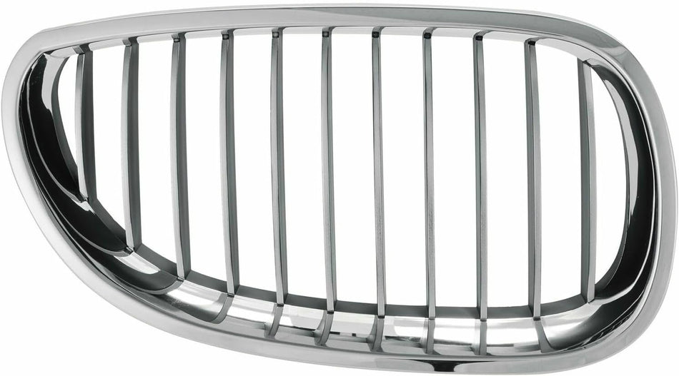 Right Grille Assembly Fits 2006-2010 BMW 5 Series Front Passenger Side Black Fins Chrome Frame BM1200141