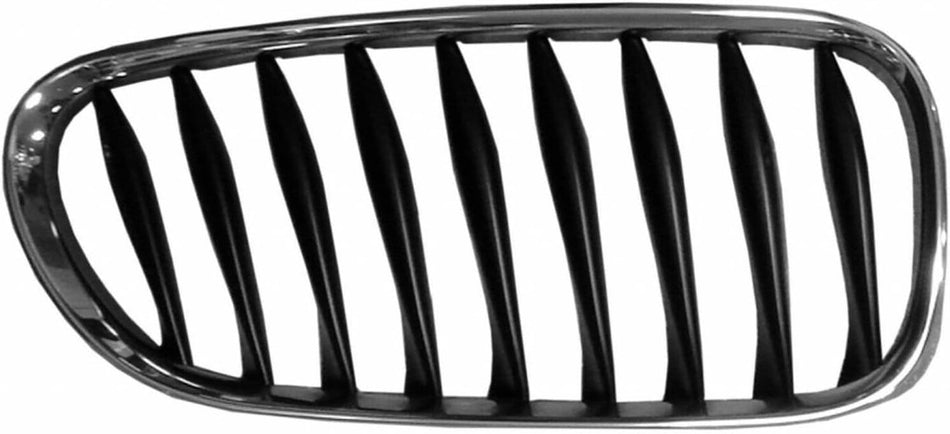 Right Grille Assembly Fits 2003-2008 BMW Z4 Front Passenger Side Chrome Frame Black Bars BM1200217