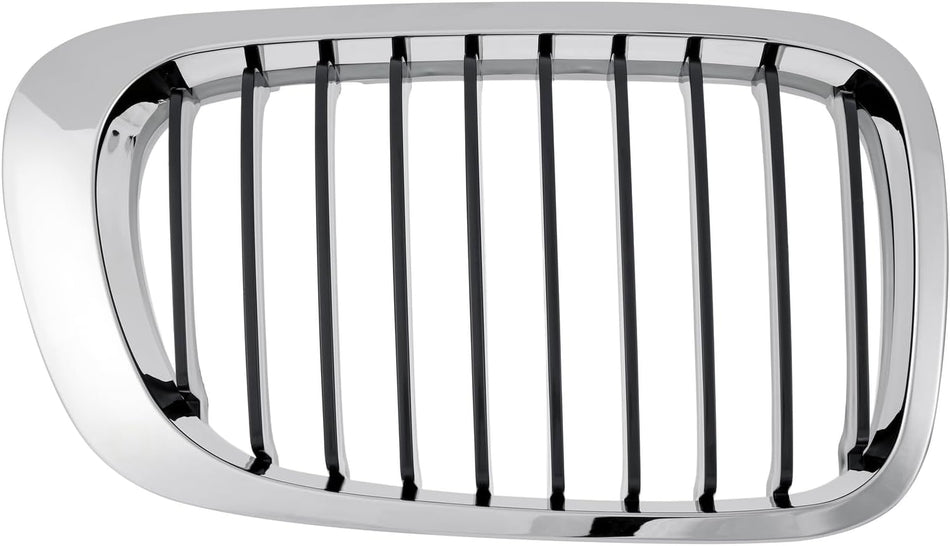 Right Grille Assembly Fits 2000-2003 BMW 3 Series Front Passenger Side Chrome Outer Molding Black Fins BM1200163