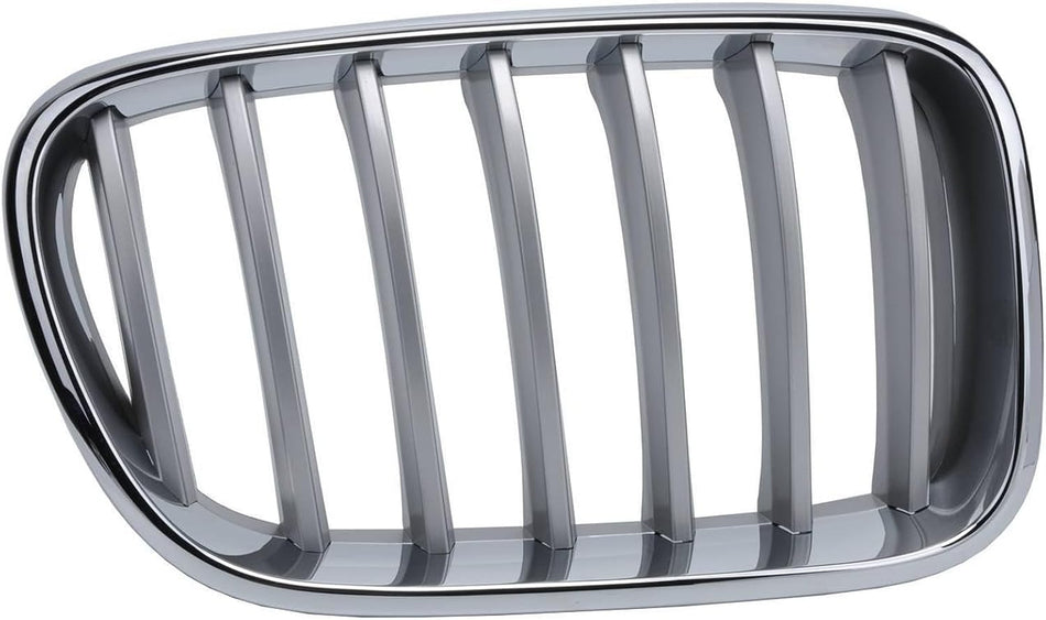 Right Grille Assembly Fits 2011-2017 BMW X3 Front Passenger Side Without X-Line M-Package Chrome Frame Argent Bars BM1200203