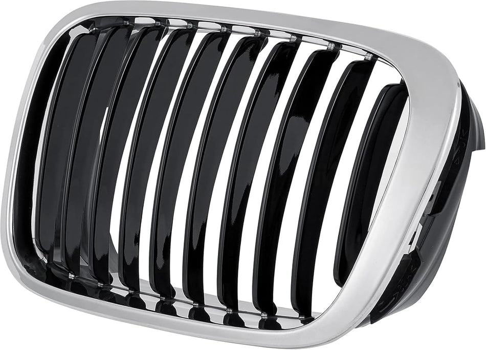 Left Grille Assembly Fits 1999-2001 BMW 3 Series Front Driver Side Chrome Frame Black Fins BM1200178