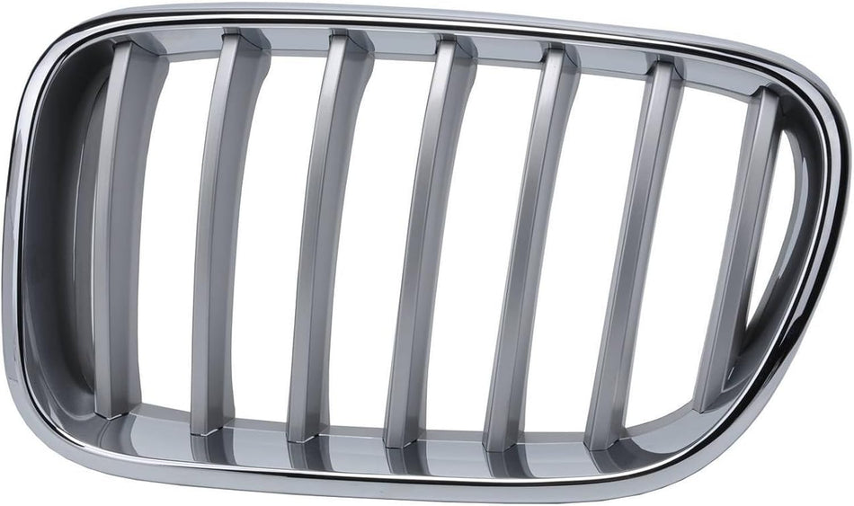 Left Grille Assembly Fits 2011-2017 BMW X3 Front Driver Side Without X-Line M-Package Chrome Frame Argent Bars BM1200204