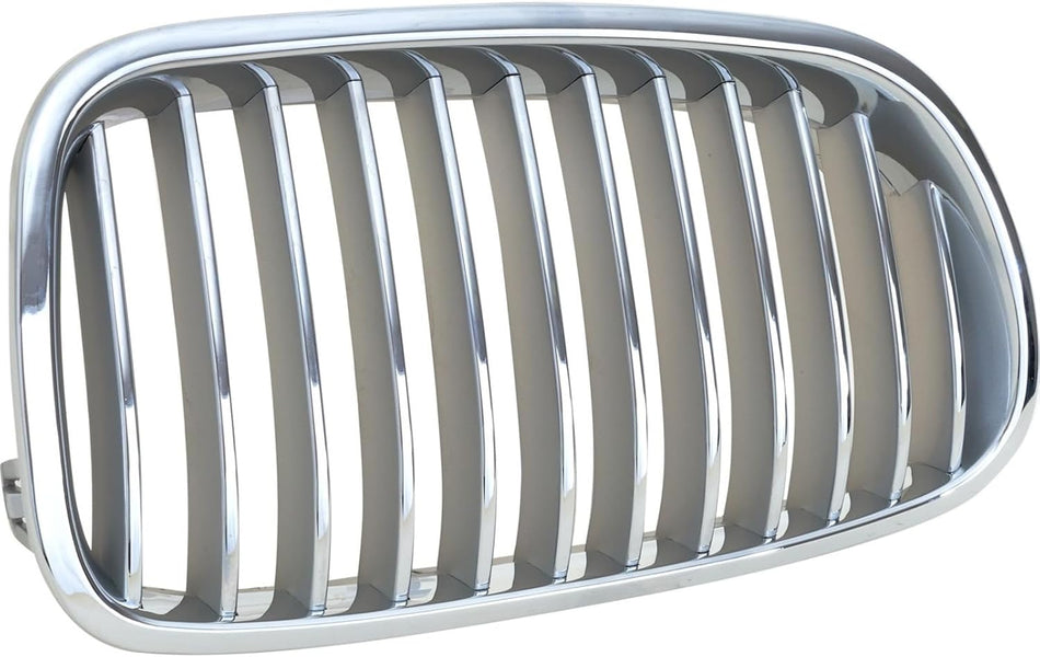 Right Grille Assembly Fits 2011-2013 BMW 550 Series Front Passenger Side Without Night Vision Chrome Frame Chrome Fins BM1200199