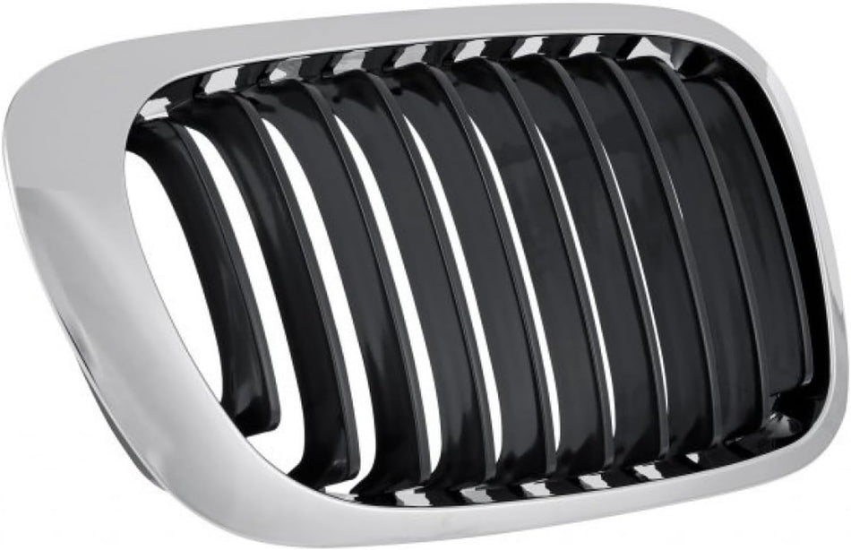 Right Grille Assembly Fits 2000-2003 BMW 3 Series Front Passenger Side Chrome Outer Molding Black Fins BM1200163