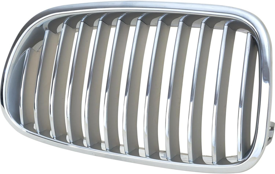 Left Grille Assembly Fits 2011-2013 BMW 550 Series Front Driver Side Without Night Vision Chrome Frame Chrome Fins BM1200200