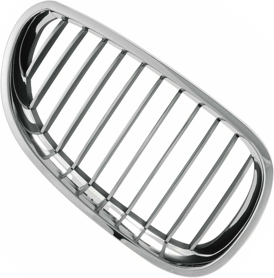 Right Grille Assembly Fits 2006-2010 BMW 5 Series Front Passenger Side Black Fins Chrome Frame BM1200141