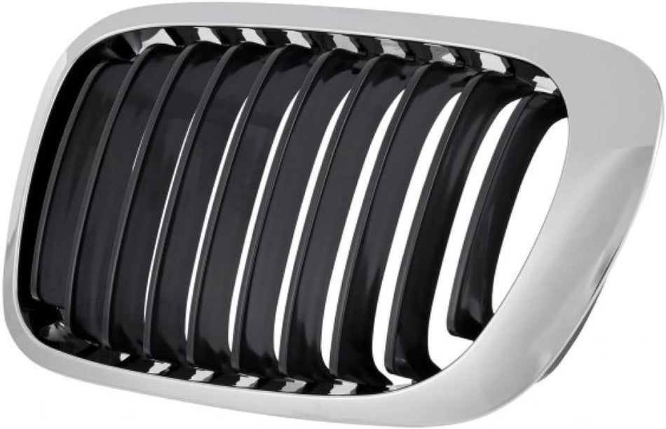 Left Grille Assembly Fits 1999-2003 BMW 3 Series Front Driver Side Chrome Outer Molding Black Fins BM1200164