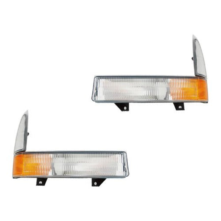 DAT AUTO PARTS Front Right Passenger & Left Driver Side Corner Parking Light Signal Lamp Pair Replacement For 2001 - 2005 Ford Excursion Amber & Cl...