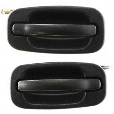 Set of 2 Rear Left Driver & Right Passenger Side Pair Exterior Door Handle Black Textured Replacement For 99-07 Silverado Sierra black Textured Pla...