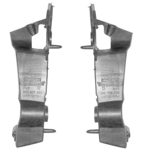 Front Left Driver & Right Passenger Side Bumper Mount Guide Bracket Set of 2 Replacement For 2009-2012 Audi A4 Quattro Pair Gray Textured Plastic A...