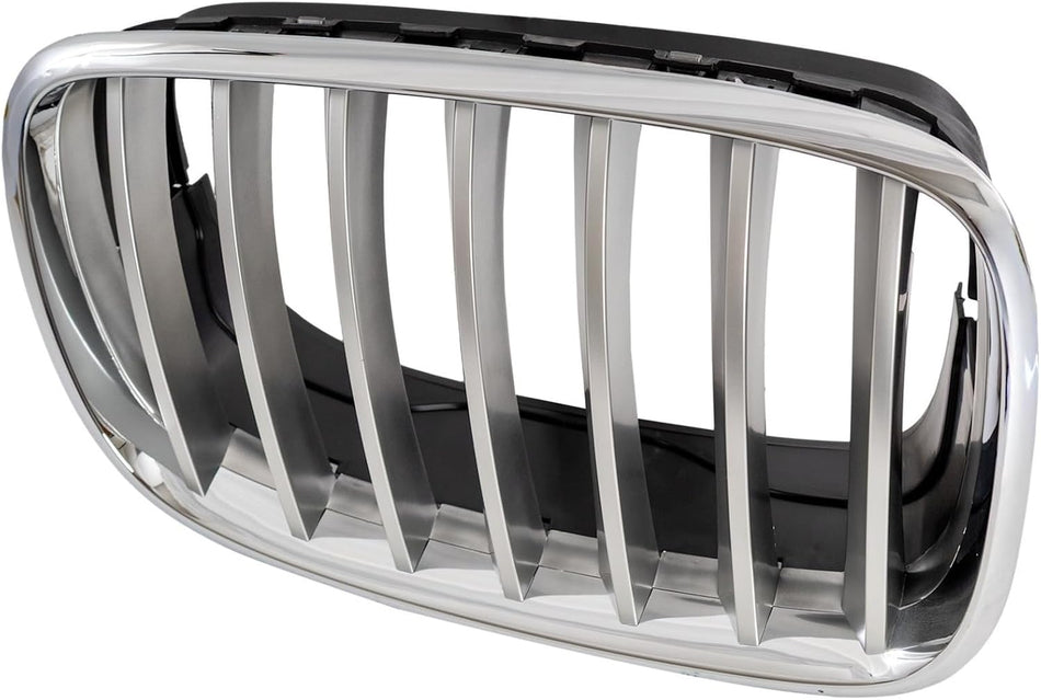 Right Grille Assembly Fits 2007-2013 BMW X5 2008-2012 X6 Front Passenger Side Titanium Argent Chrome Frame BM1200183