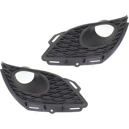 DAT AUTO PARTS Front Right Passenger & Left Driver Side Bumper Fog Light Bezel Cover Grille Set of 2 Replacement For 2009 - 2013 Toyota Matrix Blac...