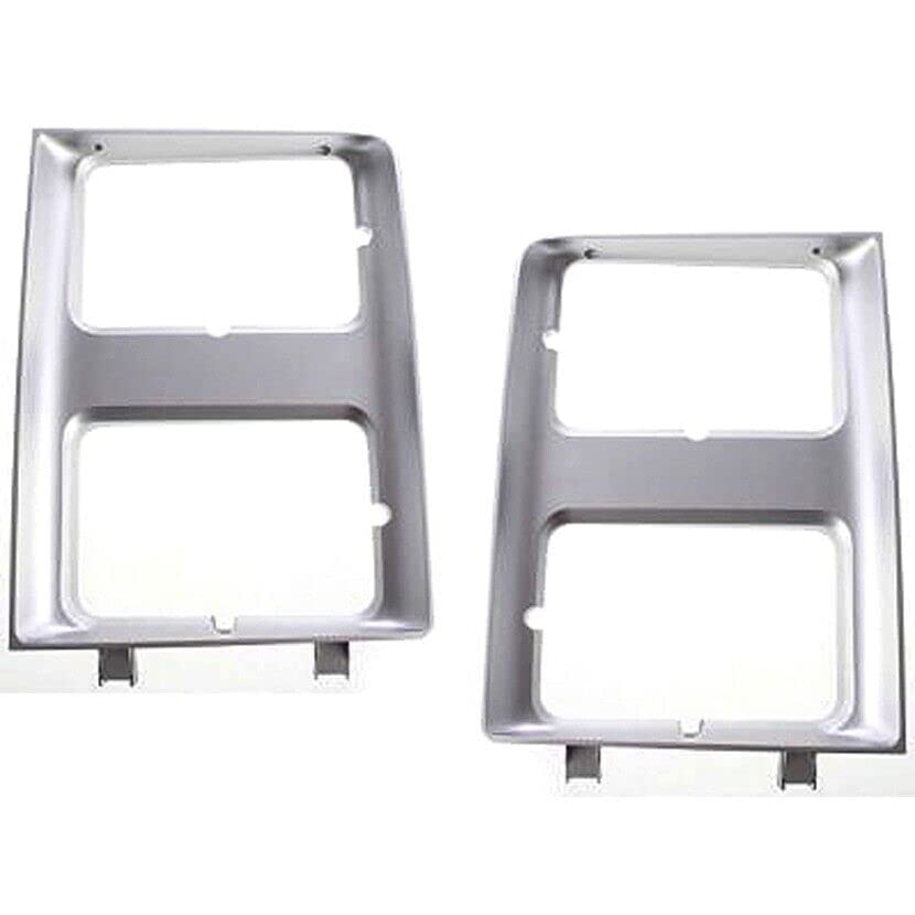 DAT AUTO PARTS Front Left Driver & Right Passenger Side Dual Head Light Door Cover Headlamp Bezel Grille Set Replacement For 1985-1988 GMC Suburban...