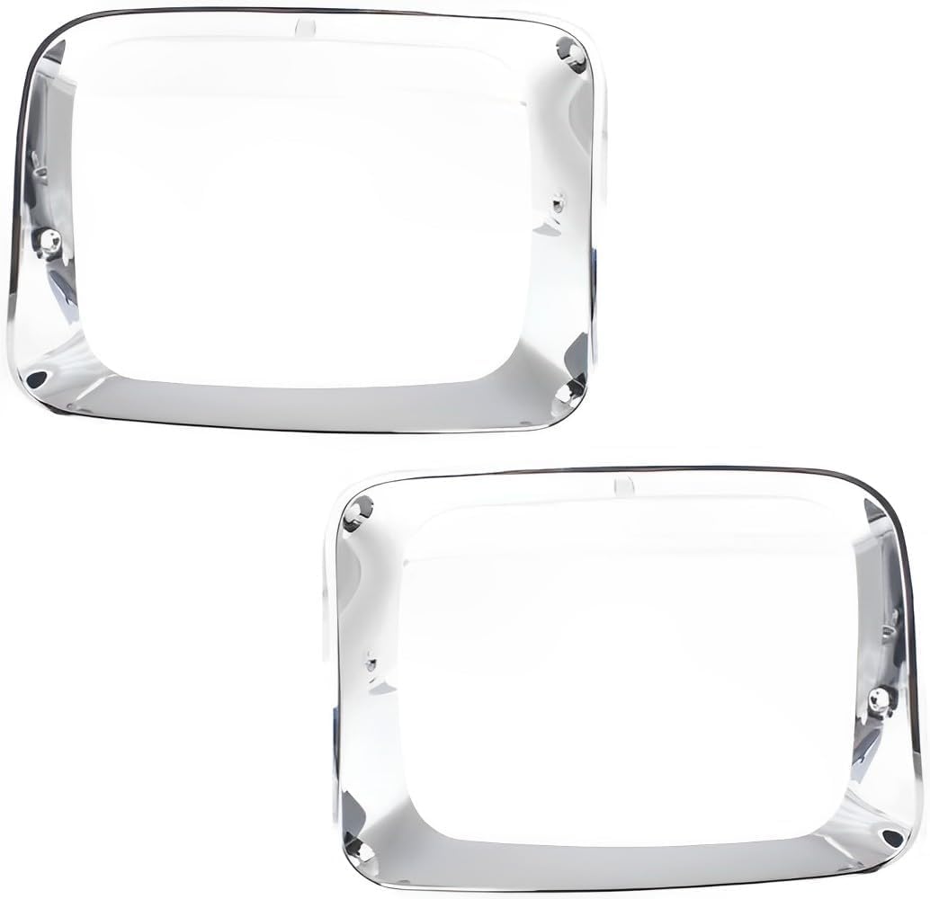 DAT AUTO PARTS Front Right Passenger & Left Driver Side Head Light Door Molding Bezel Cover Grille Trim Replacement For 1992 - 1993 Dodge Ramcharge...