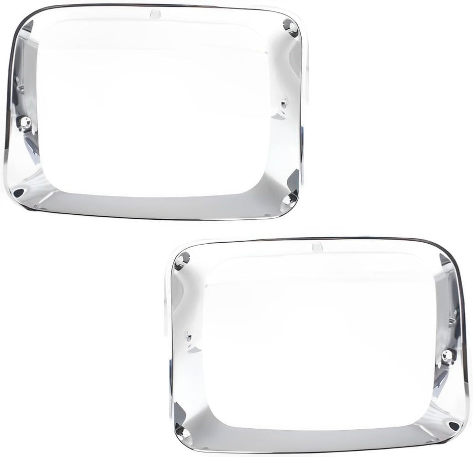 DAT AUTO PARTS Front Right Passenger & Left Driver Side Head Light Door Molding Bezel Cover Grille Trim Replacement For 1992 - 1993 Dodge Ramcharge...