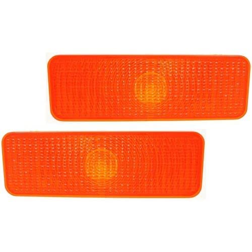 DAT AUTO PARTS Front Left Driver & Right Passenger Side Parking Light Assembly Pair Replacement For 1980 - 1986 Ford Bronco Amber Lens FO2520101 FO...