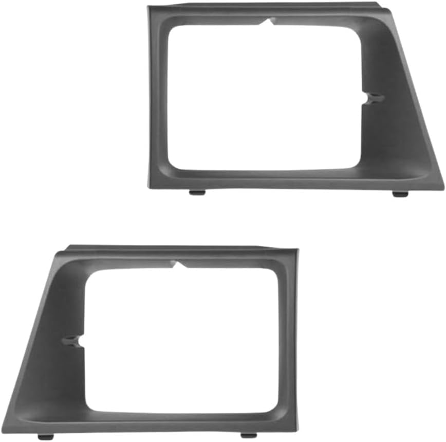 Front Passenger & Driver Side Pair Head Light Door Molding Insert Cover Grille Trim Replacement Set For 2003-2007 Ford Econoline Van Smooth Black P...