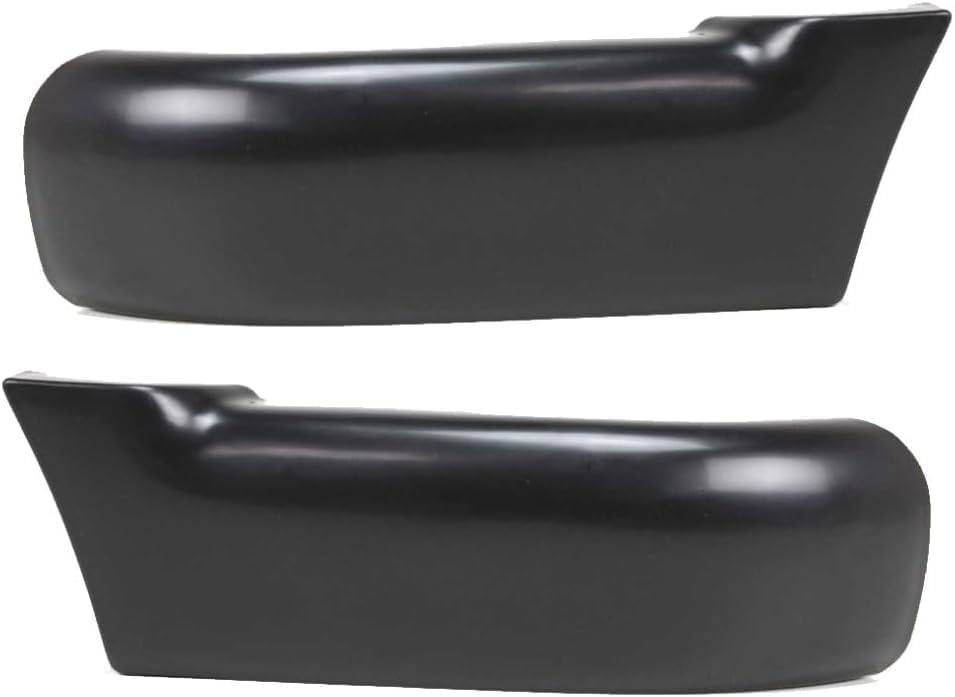 Front Left Driver & Right Passenger Pair Bumper End Cover Set of 2 Replacement For 1994-1997 Chevrolet Chevy S10 Pickup W/O Moldings With Flares Bl...
