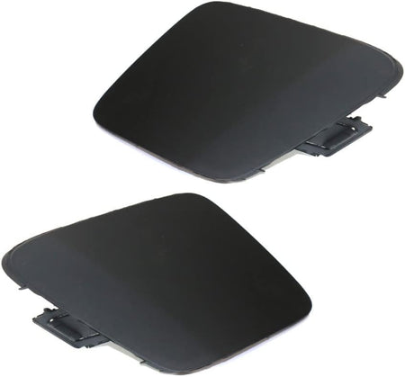 Front Left Driver and Right Passenger Side Bumper Tow Hook Eye Hole Cover Retainer Replacement For 2016-2018 Toyota Prius Black Textured Plastic Se...