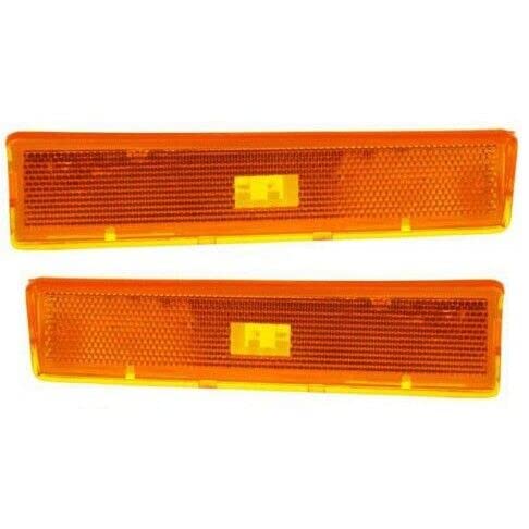DAT AUTO PARTS Front Left Driver & Right Passenger Side Corner Light Side Marker Set Pair Replacement for 1980 - 1986 Ford Bronco Amber Lens FO2550...