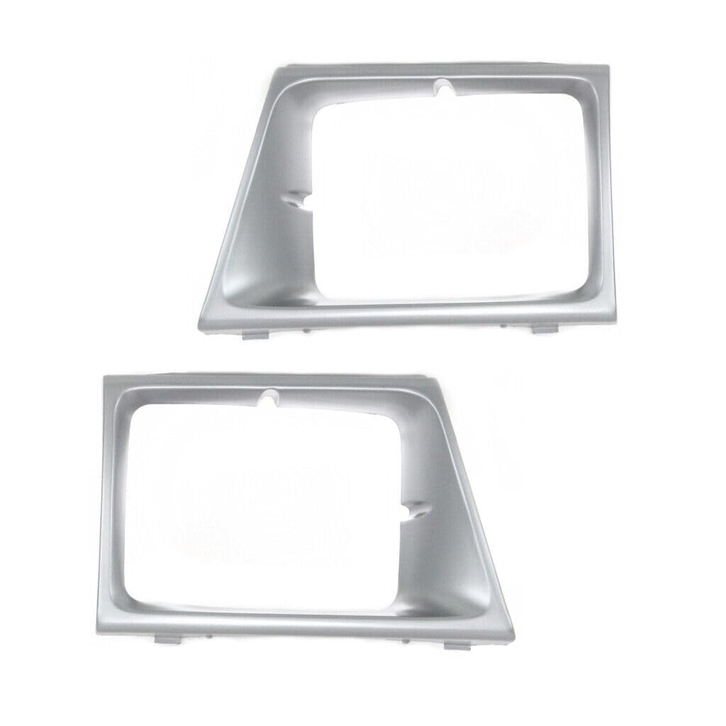 Front Left Driver & Right Passenger Set Of 2 Headlight Door Bezel Cover Grille Trim Pair Replacement for 1997-2002 Ford Econoline Van For Sealed Be...