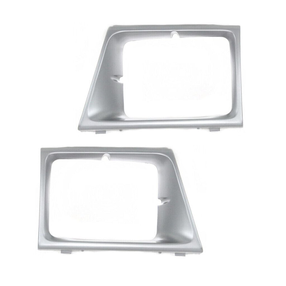 Front Left Driver & Right Passenger Set Of 2 Headlight Door Bezel Cover Grille Trim Pair Replacement for 1997-2002 Ford Econoline Van For Sealed Be...
