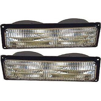 DAT AUTO PARTS FRONT PARKING SIGNAL LENS AND HOUSING SET OF TWO Replacement For 94 - 02 GMC CHEVROLET C/K FULL SIZE PICKUP GM2520128 GM2521128 LEFT...
