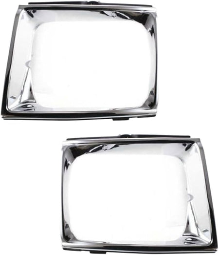 Front Left Driver & Right Passenger Set Of 2 Headlight Door Bezel Head Lamp Trim Grille Insert Pair Replacement For 1989 1990 1991 Toyota Pickup Tr...