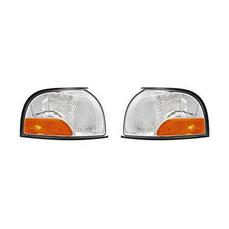 DAT AUTO PARTS Front Right Passenger Left Driver Side Parking Light Pair Set Replacement For 1999 - 2002 Mercury Villager Amber/Clear Lens FO252015...