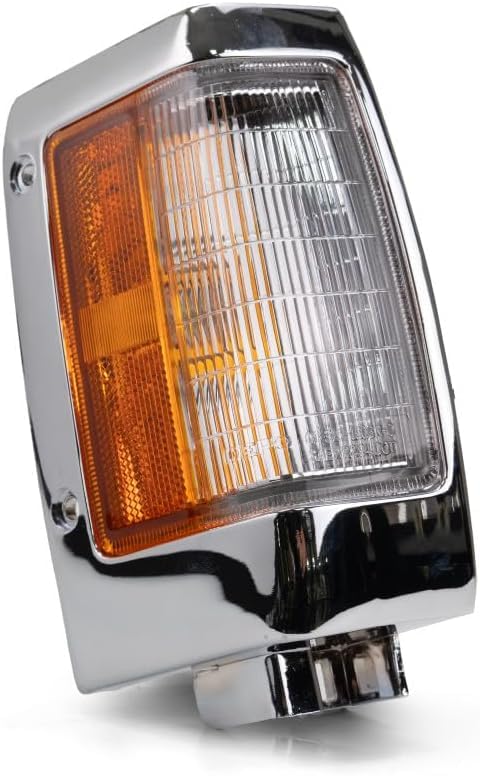 DAT AUTO PARTS Front Right Passenger Side Marker Light Replacement For 1990-1997 Nissan Hardbody Pickup Truck Clear White Orange Lamp Lens with Chr...
