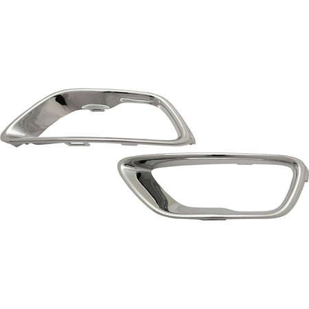 DAT AUTO PARTS Front Right Passenger & Left Driver Side Fog Light Molding Bezel Set Of 2 Replacement For 2017 - 2021 Jeep Grand Cherokee Chrome Smo...