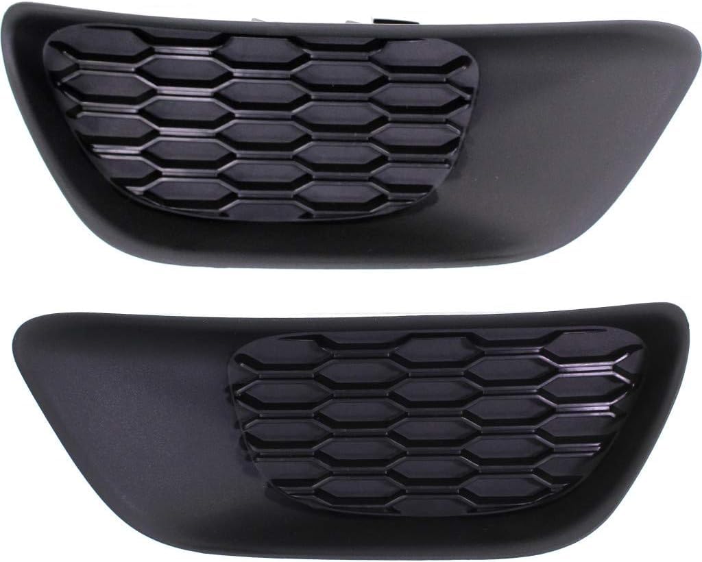 Front Left Driver & Right Passenger Set of 2 Bumper Fog Light Cover Pair Replacement For 2011-2020 Dodge Grand Caravan 2012-2015 Ram Cargo Van Blac...