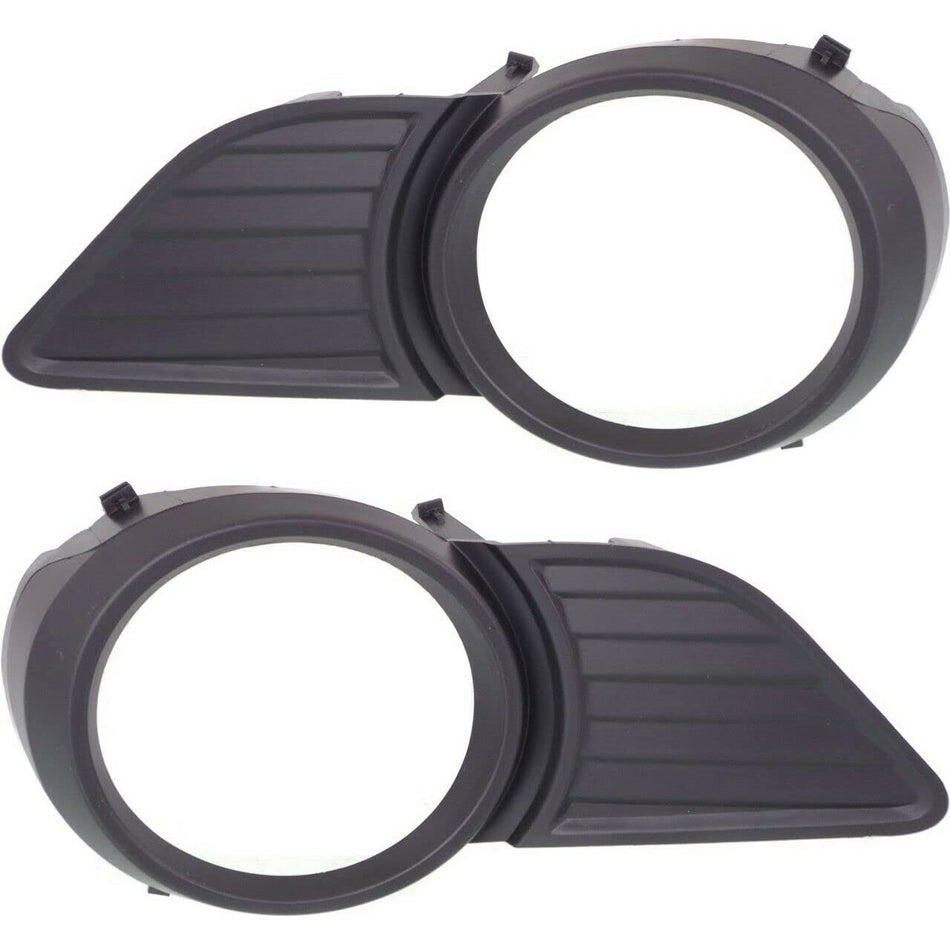 DAT AUTO PARTS Front Right Passenger and Left Driver Side Bumper Fog Light Lamp Bezel Cover Set of 2 Replacement for 2011-2013 Toyota Sienna Black ...