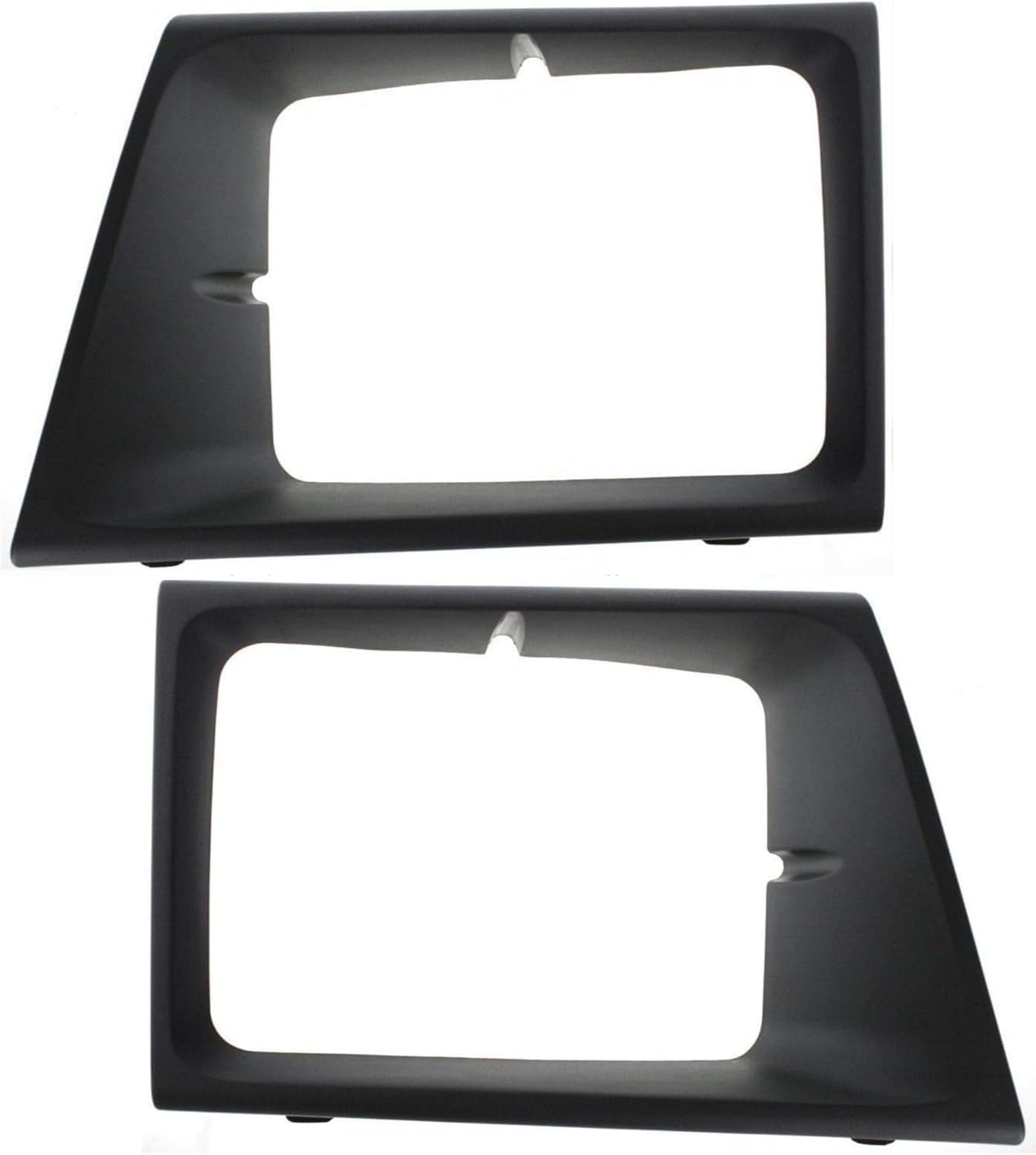 Front Passenger & Driver Side Pair Head Light Door Molding Insert Cover Grille Trim Replacement Set For 2003-2007 Ford Econoline Van Smooth Black P...