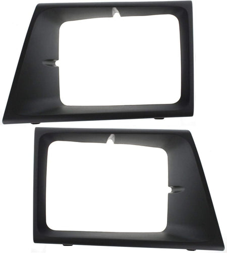 Front Passenger & Driver Side Pair Head Light Door Molding Insert Cover Grille Trim Replacement Set For 2003-2007 Ford Econoline Van Smooth Black P...