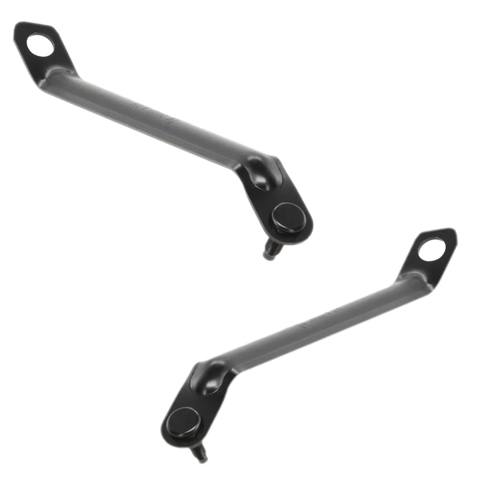 Front Driver & Passenger Side PAIR Bumper Mounting Bracket Outer Brace, Fits 2012-2021 Nissan NV1500, NV2500, and NV3500, Made Of Steel, Black Text...
