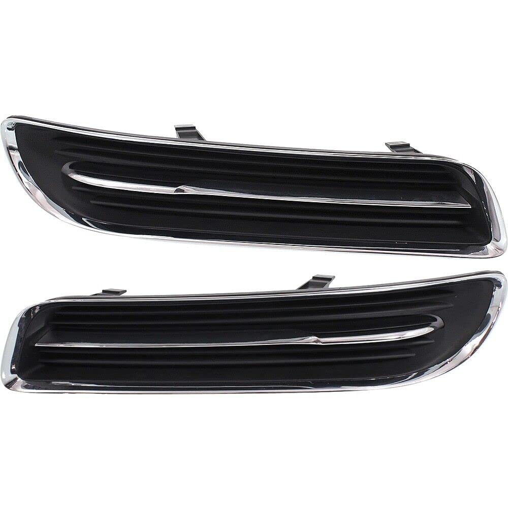 Front Left Driver & Right Passenger Pair Bumper Fog Light Cover Lamp Hole Insert Set of 2 Replacement For 2011-2014 Chrysler 300 Black Textured Pla...