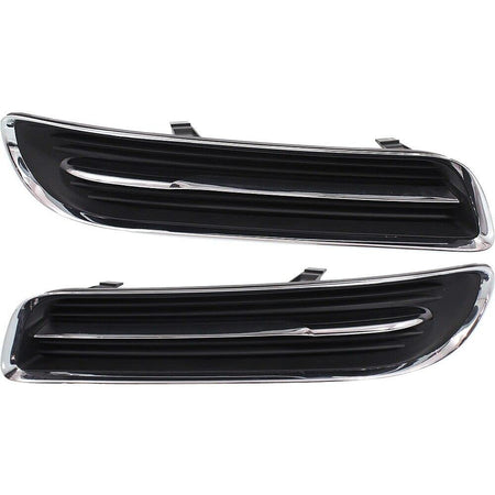 Front Left Driver & Right Passenger Pair Bumper Fog Light Cover Lamp Hole Insert Set of 2 Replacement For 2011-2014 Chrysler 300 Black Textured Pla...