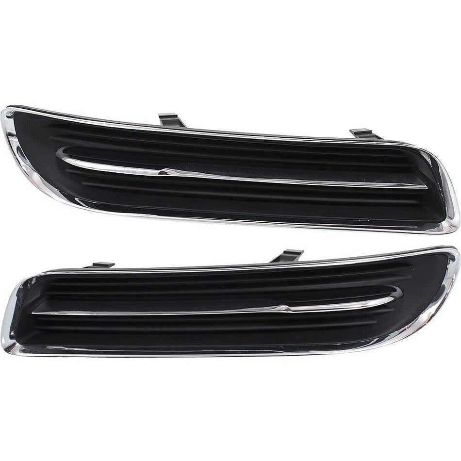 Front Left Driver & Right Passenger Pair Bumper Fog Light Cover Lamp Hole Insert Set of 2 Replacement For 2011-2014 Chrysler 300 Black Textured Pla...