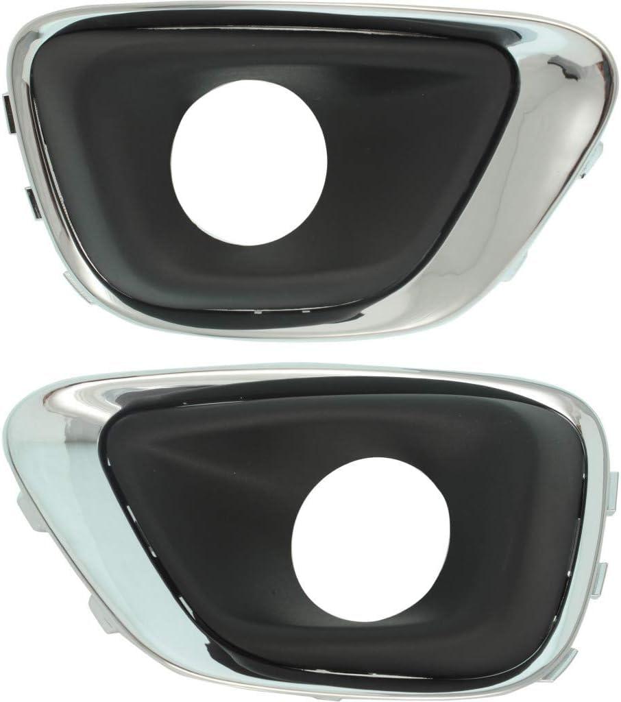 DAT AUTO PARTS Front Left Driver & Right Passenger Side Set Fog Light Cover Bezel Pair Replacement For 2014-2017 Jeep Compass Black Textured Plasti...