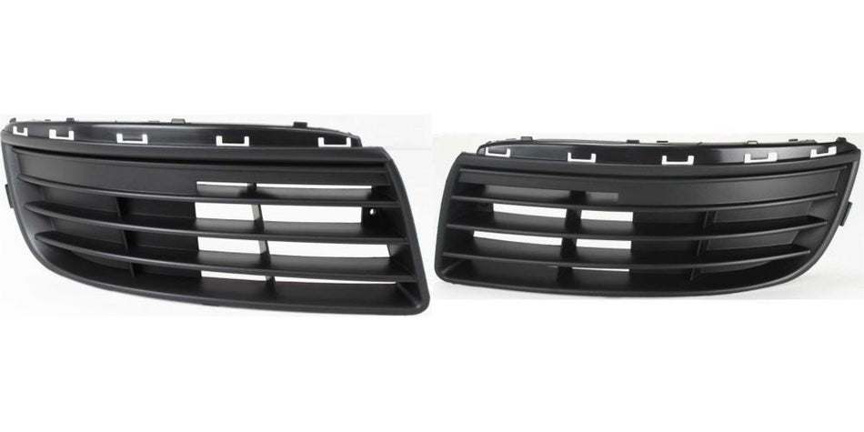 Front Right Passenger & Left Driver Side Bumper Fog Light Cover Set Of 2 Replacement For 2005 - 2010 Volkswagen Jetta Black Smooth Made of Plastic ...