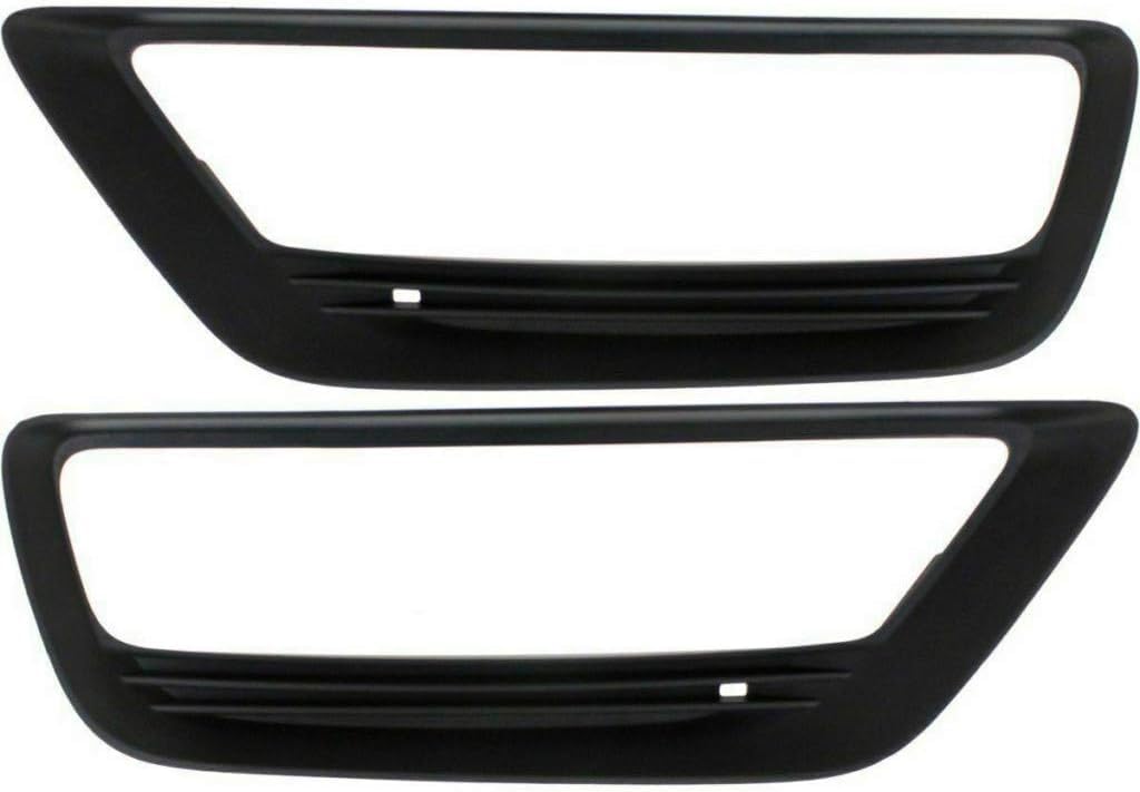 Front Left Driver & Right Passenger Set Bumper Insert Fog Light Cover Bezel Trim Molding Pair Replacement for 2013 2014 2015 Honda Accord Sedan Bla...