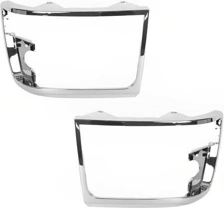 Front Headlight Doors Left & Right Pair Headlight Trim Bezel FITS 1992-1996 Ford Bronco and F150 Truck; 1992-1997 F250 F350 F450 Chrome Silver FO25...