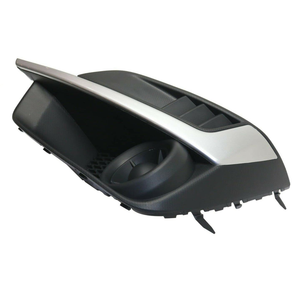 Fog Light Bezel Cover Fits 2015-2016 Subaru Impreza Front Passenger Side Black Textured Silver Trim SU1038111