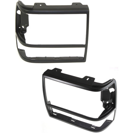 Front Driver & Passenger Set Of 2 Headlight Door Lamp Trim Bezel Molding Pair Replacement For 1989-1992 Ford Ranger Pickup Truck 1991-1994 Explorer...