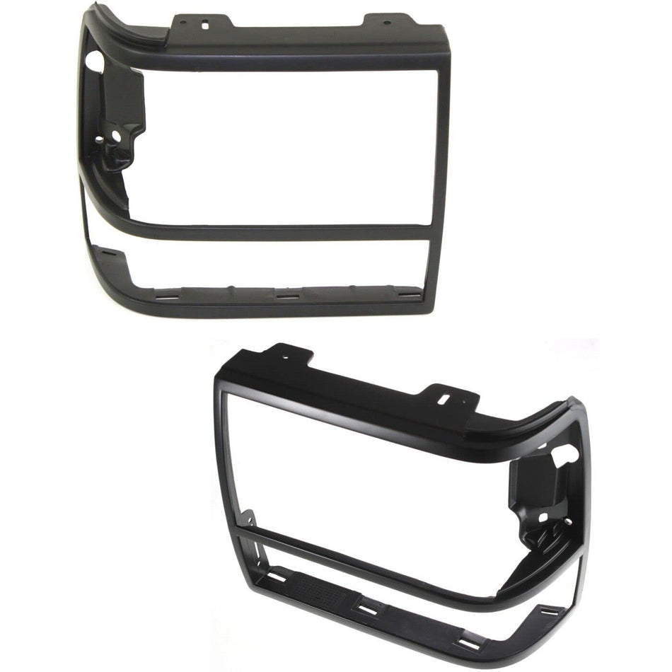 Front Driver & Passenger Set Of 2 Headlight Door Lamp Trim Bezel Molding Pair Replacement For 1989-1992 Ford Ranger Pickup Truck 1991-1994 Explorer...